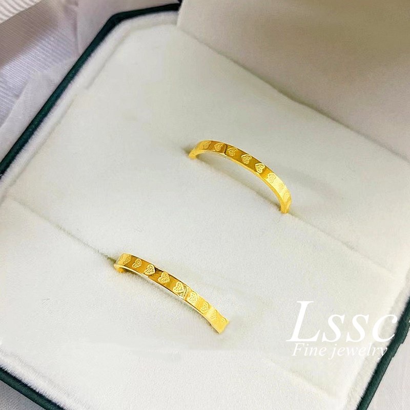 Cincin Titanium Wanita Hati Cantik Emas 18K Anti Karat Anti Luntur Terbaru 2022 Perhiasan Korea