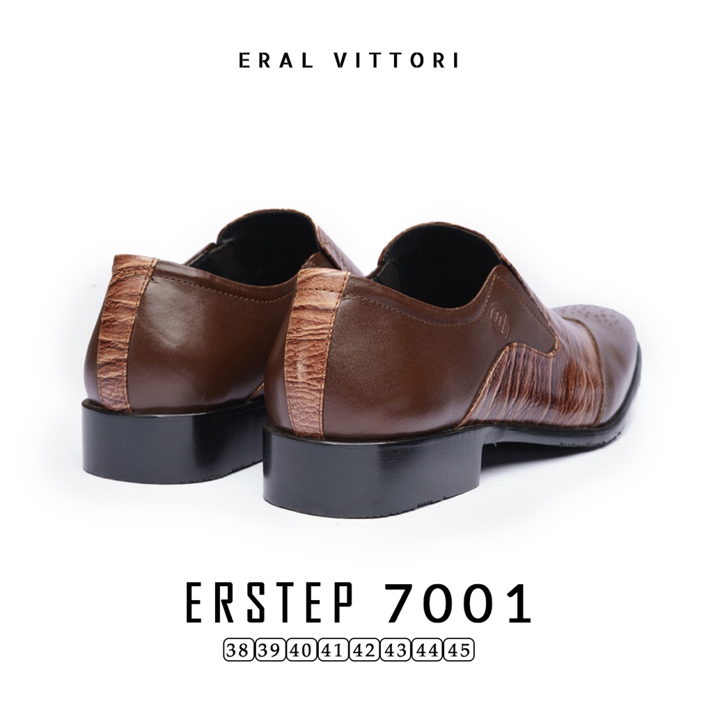 Eral Vittori - Erstep 7001 Sepatu Pantofel Formal Pria Kulit Asli Coklat