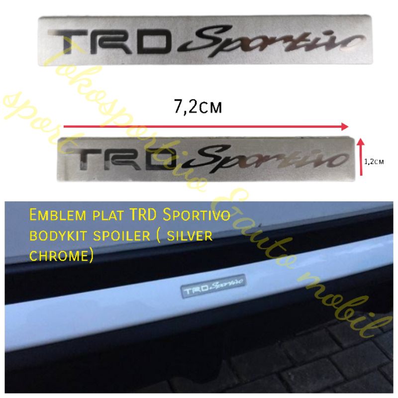 EMBLEM LOGO STIKER LAMBANG PLAT TRD SPORTIVO Trd Sportivo BODYKIT SPOILER MOBIL UNIVERSAL SILVER CHROME