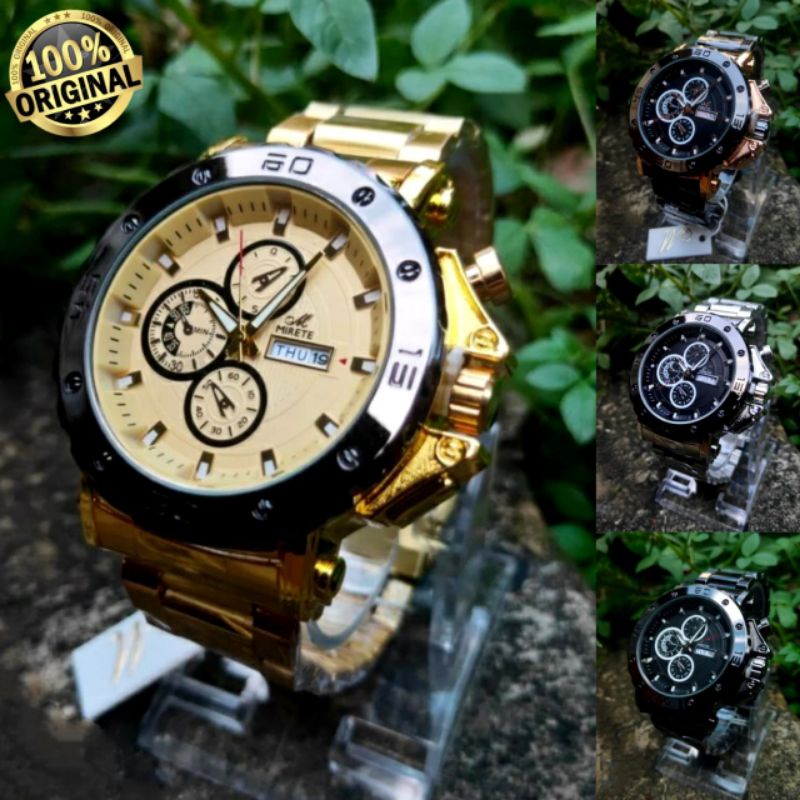 Jam Mirete Sport  Anti Air Jam Import Pria Kasual Strap Rantai ( Tanggal Hari Aktif ) Jam Tangan Pri
