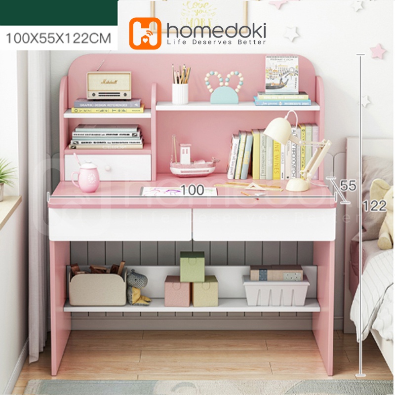 Homedoki Meja Tulis / meja belajar minimalis / Meja anak-anak /  Meja Belajar /meja tulis anak-anak / Meja kamar tidur sederhana Dengan partisi