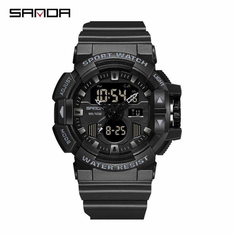 JAM TANGAN SANDA 3129 Jam Tangan Pria Wanita Digital Analog Tali Rubber Shockproof Anti Air