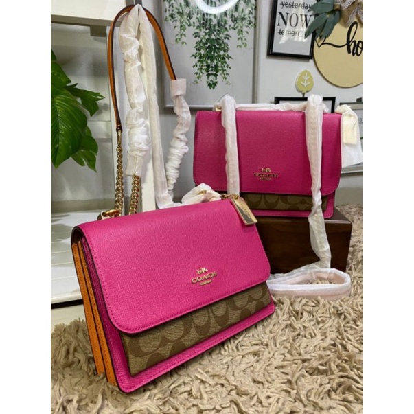 Coach C8344 Klare Crossbody Bag Signature Khaki Bold Pink Multi - Tas Cewek Branded Original