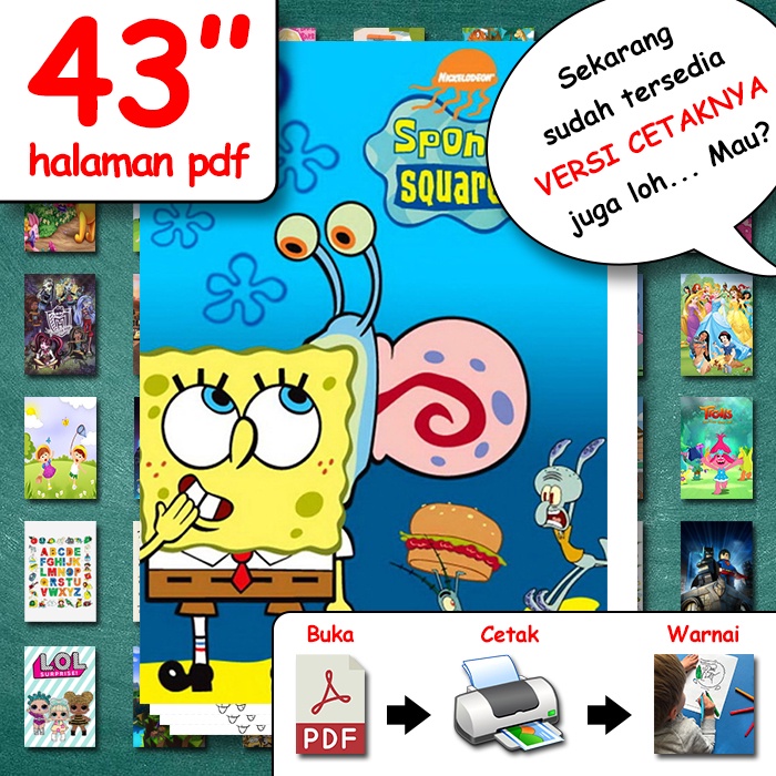 Buku mewarnai anak (non-fisik) - Kartun SpongeBob SquarePants 3