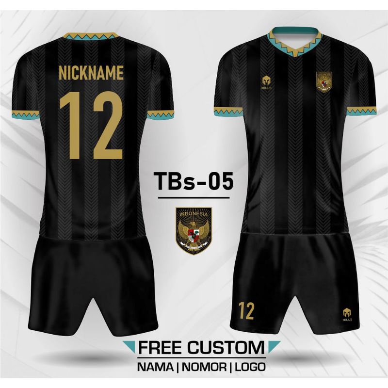 Setelan Jersey Timnas Mils/Kaos Jersey Sepak Bola Indonesia 2022/Setelan Timnas Mills TBs- 05 Free C