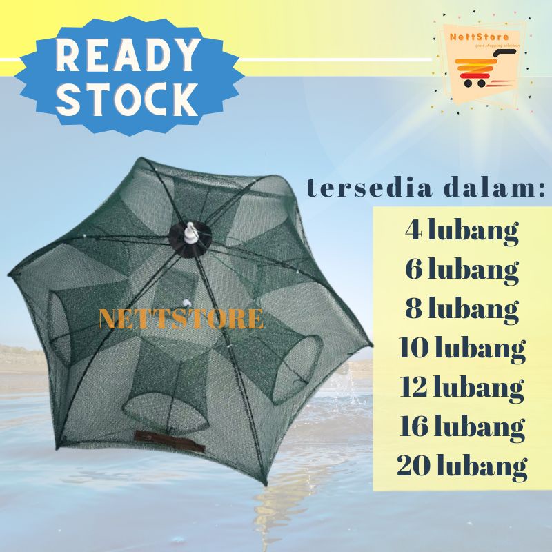 Perangkap Bubu Payung Jaring Ikan Udang 8 Lubang