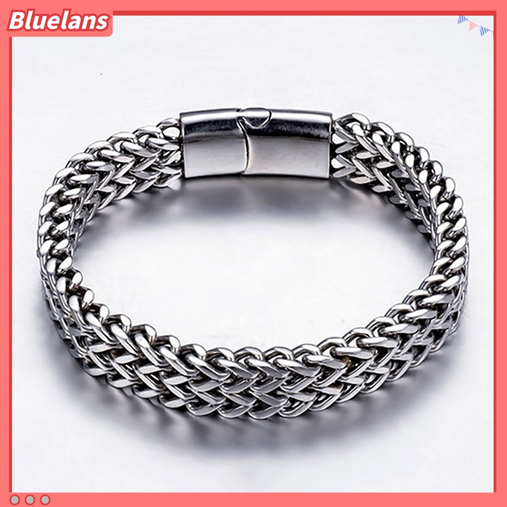Gelang Rantai Kepang Bahan Titanium Steel Untuk Pria