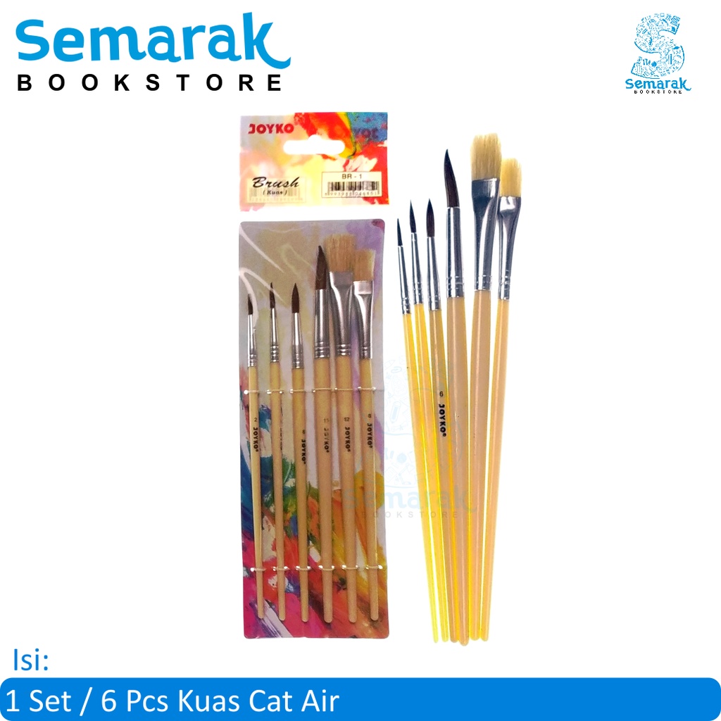 

Joyko BR-1 Art Brush Set 6 Kuas Gambar Melukis Cat Air [1 Set / 6 Pcs]