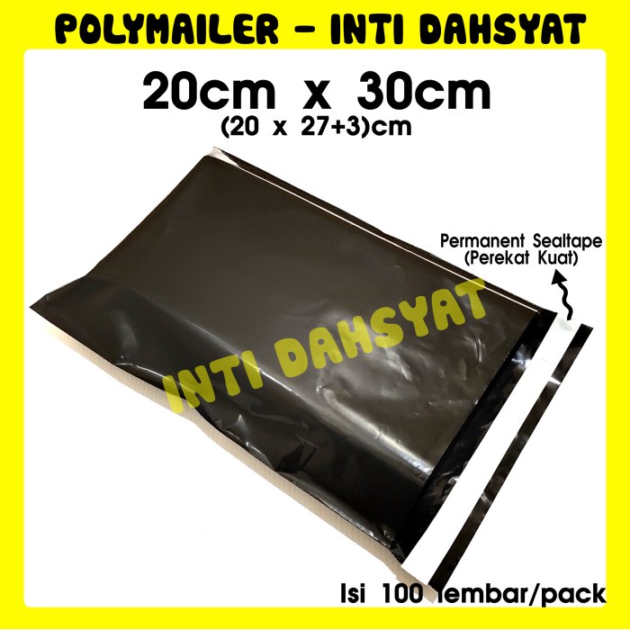 

Terlaris Polymailer Hitam Glossy 20X30 (20X27 +3 Sealtape) Isi +/- 100Lembar Terlaris