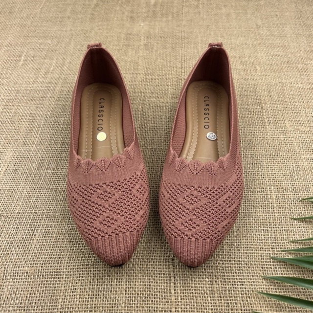 MARASYAFFA - SEPATU FLAT WANITA RAJUT IMPORT BK02