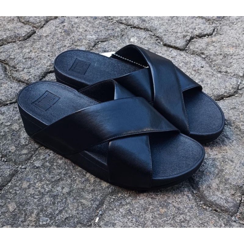 Fitflop ringer slide cross / Sandal Wanita Fitflop ringer cross slide