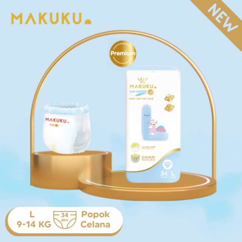 MAKUKU Sap Diapers Procare Pants L34 | Popok Bayi Celana | Popok Bayi Premium