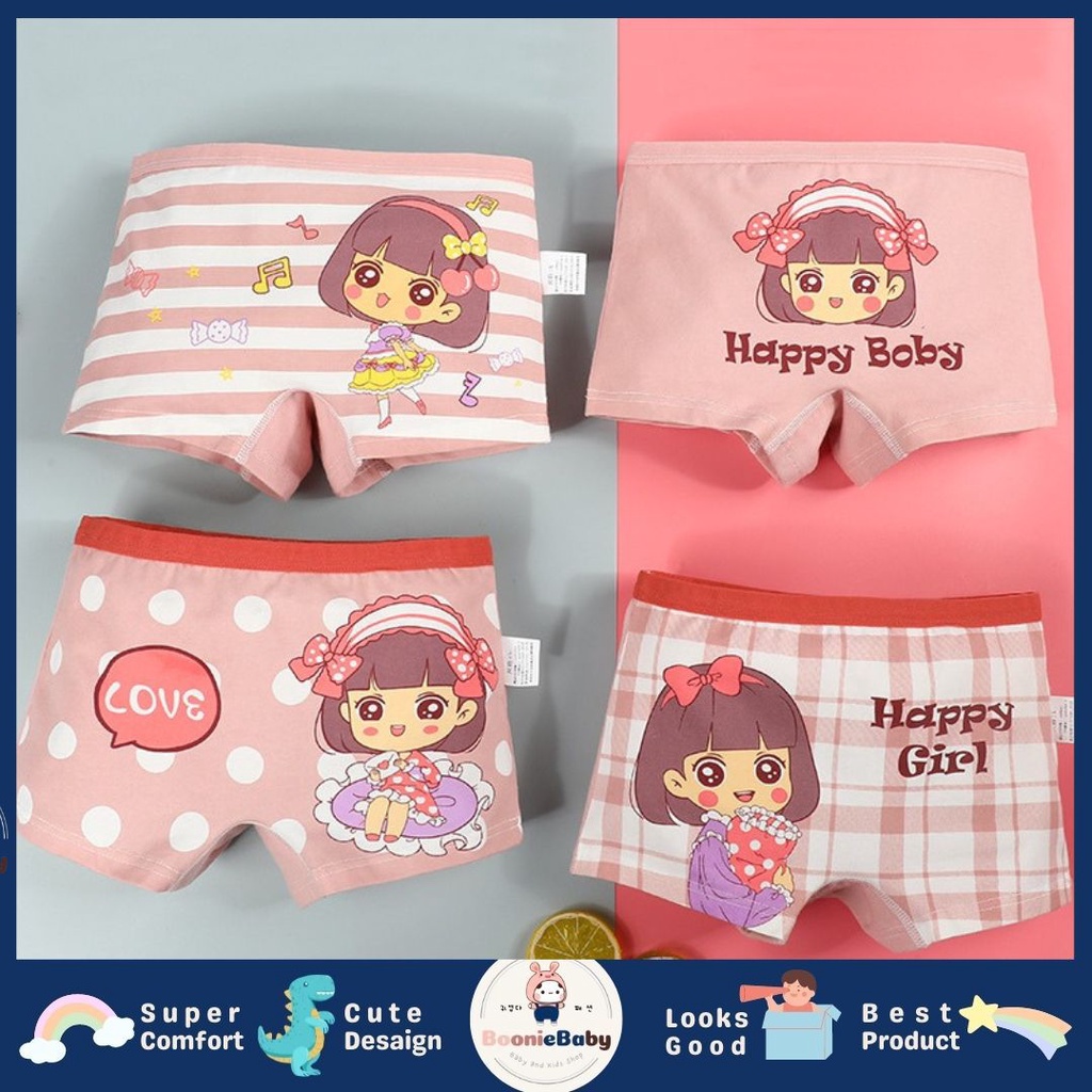 boonie BOXER ANAK celana dalam anak perempuan CD anak perempuan  Boxer corak anak  HAPPY GIRL