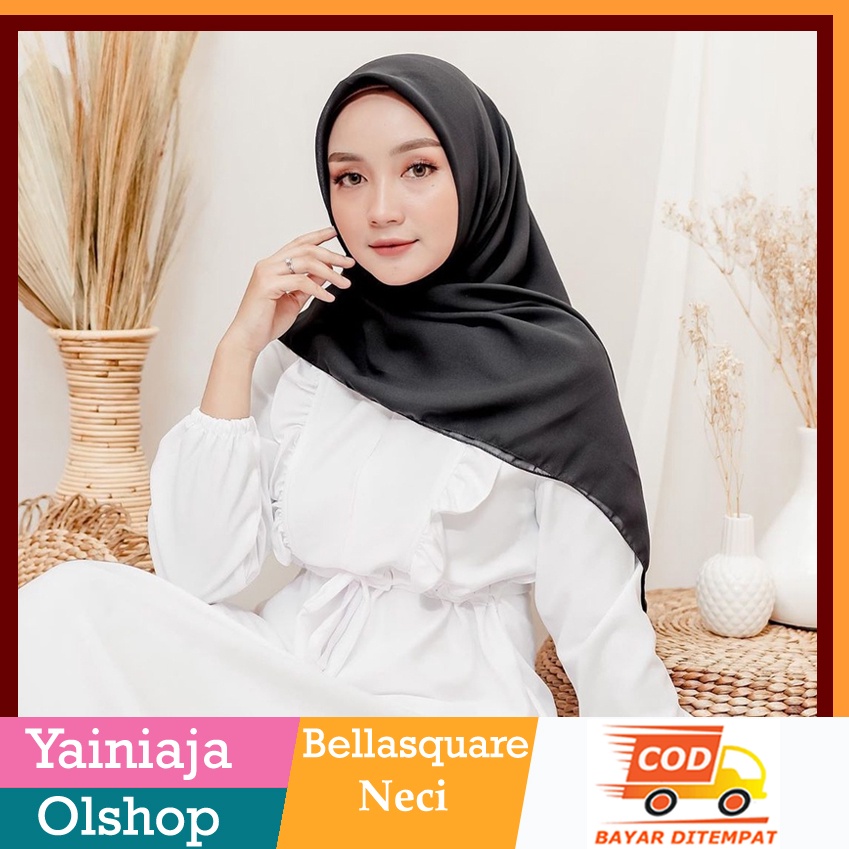 Jilbab Segiempat Bella Square JAHIT TEPI Polycotton premium