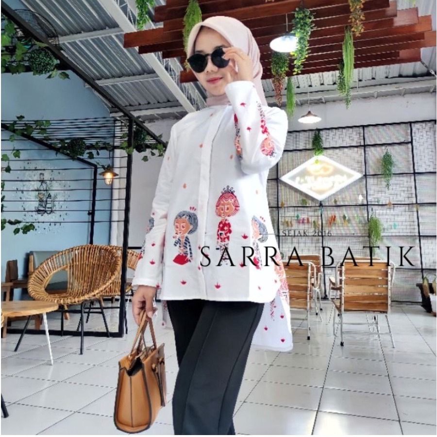 PREMIUM KEMEJA SIMBOK MANTEN  Karakter Batik Blus Putih Karikatur Katun Lengan Panjang Kancing Full Penguin Baju Kerja Kantoran Casual Formal