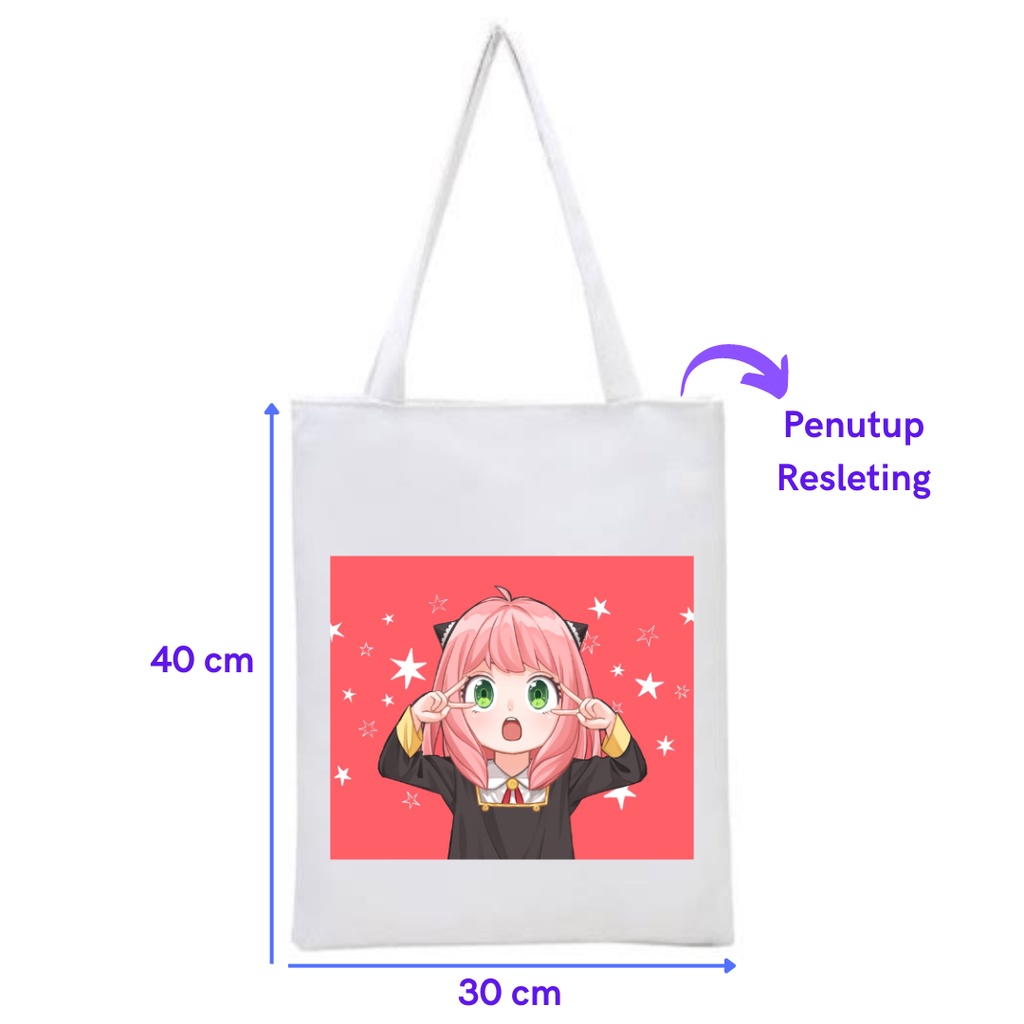 TOTEBAG Resleting Printing SPY X FAMILY manga anime Jepang merchandise tas sekolah kuliah kampus || kiiyoomii ||