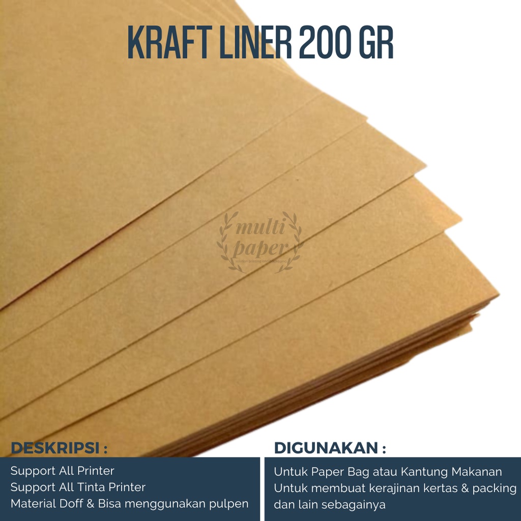 

Kraft Liner 200gsm Custom Isi 50 Lembar / Kraft Liner 21x24 200gsm