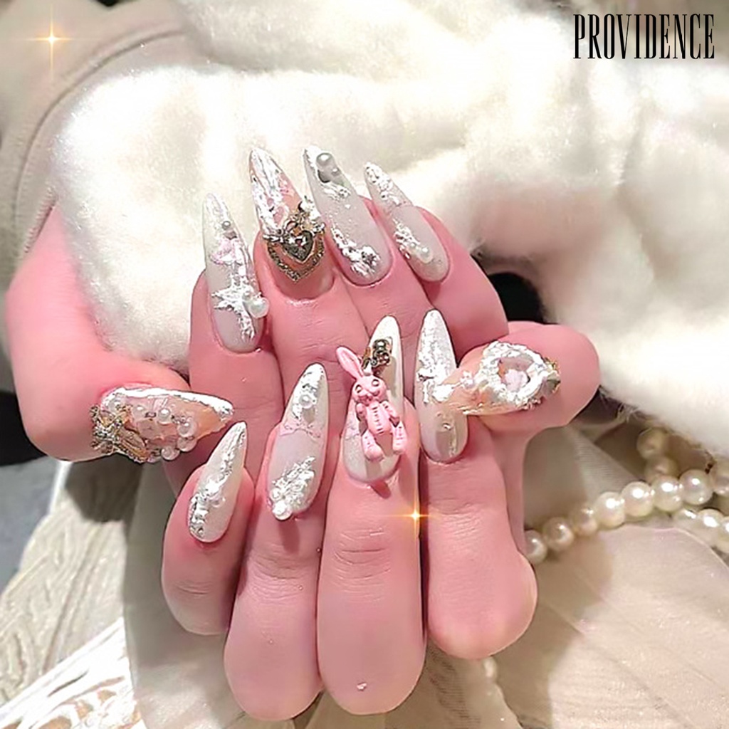 Providence 10Pcs / Set Hiasan Kuku 3D Bentuk Tengkorak / Kelinci Bahan Zinc Alloy Untuk Dekorasi Nail Art DIY