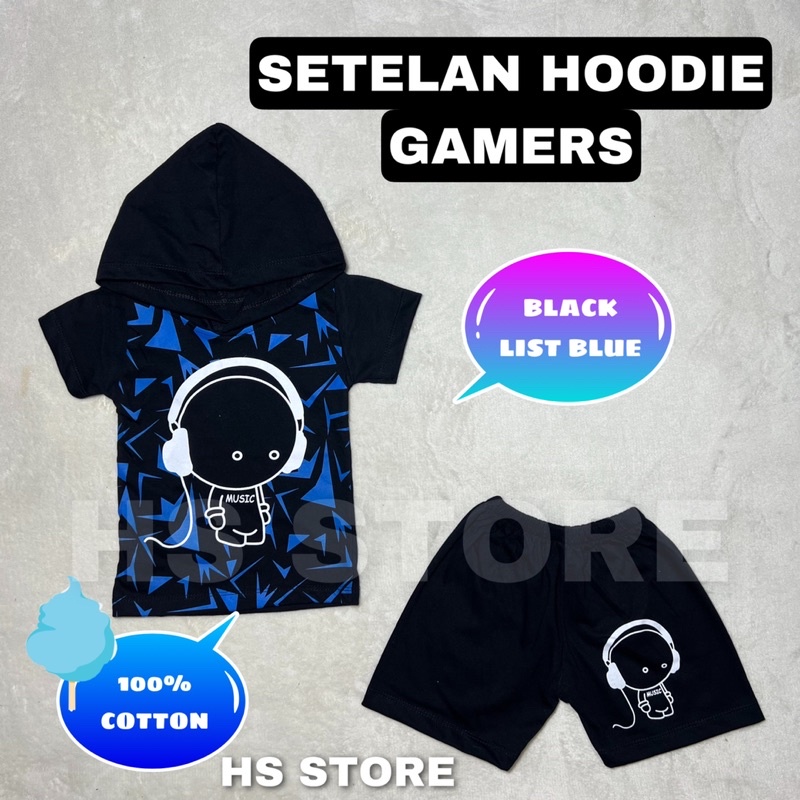 HARGA GROSIR!! SETELAN KAOS HOODIE GAMERS ANAK / BAJU GAMERS ANAK / KAOS GAMERS ANAK