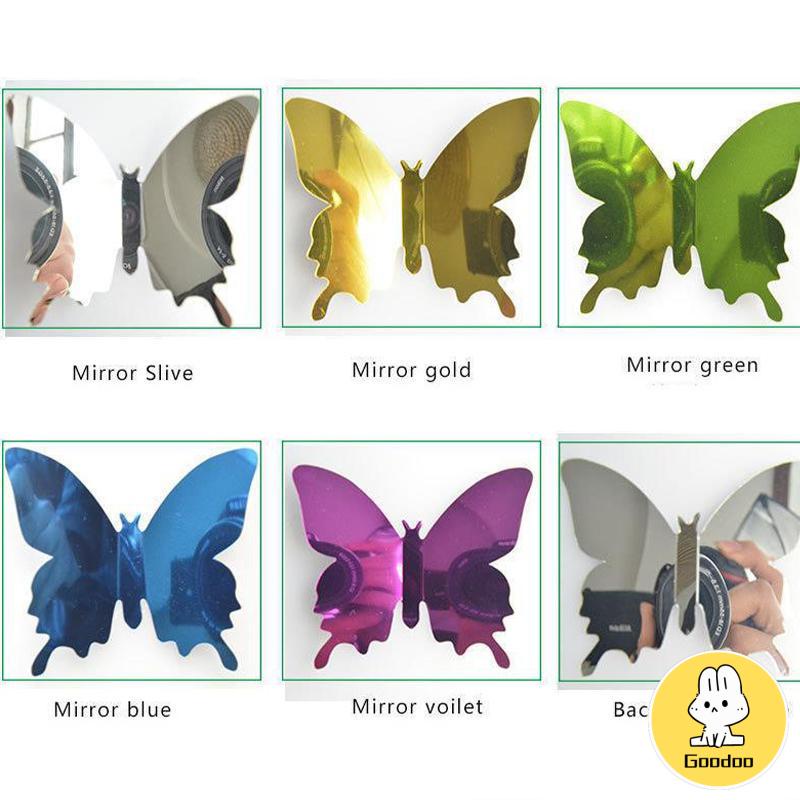 Tiga -Dimensi Pet Mirror 3D Butterfly Wall Sticker Stiker Ruang Tidur Ruang Ruang Ruang Belajar Studi -Doo