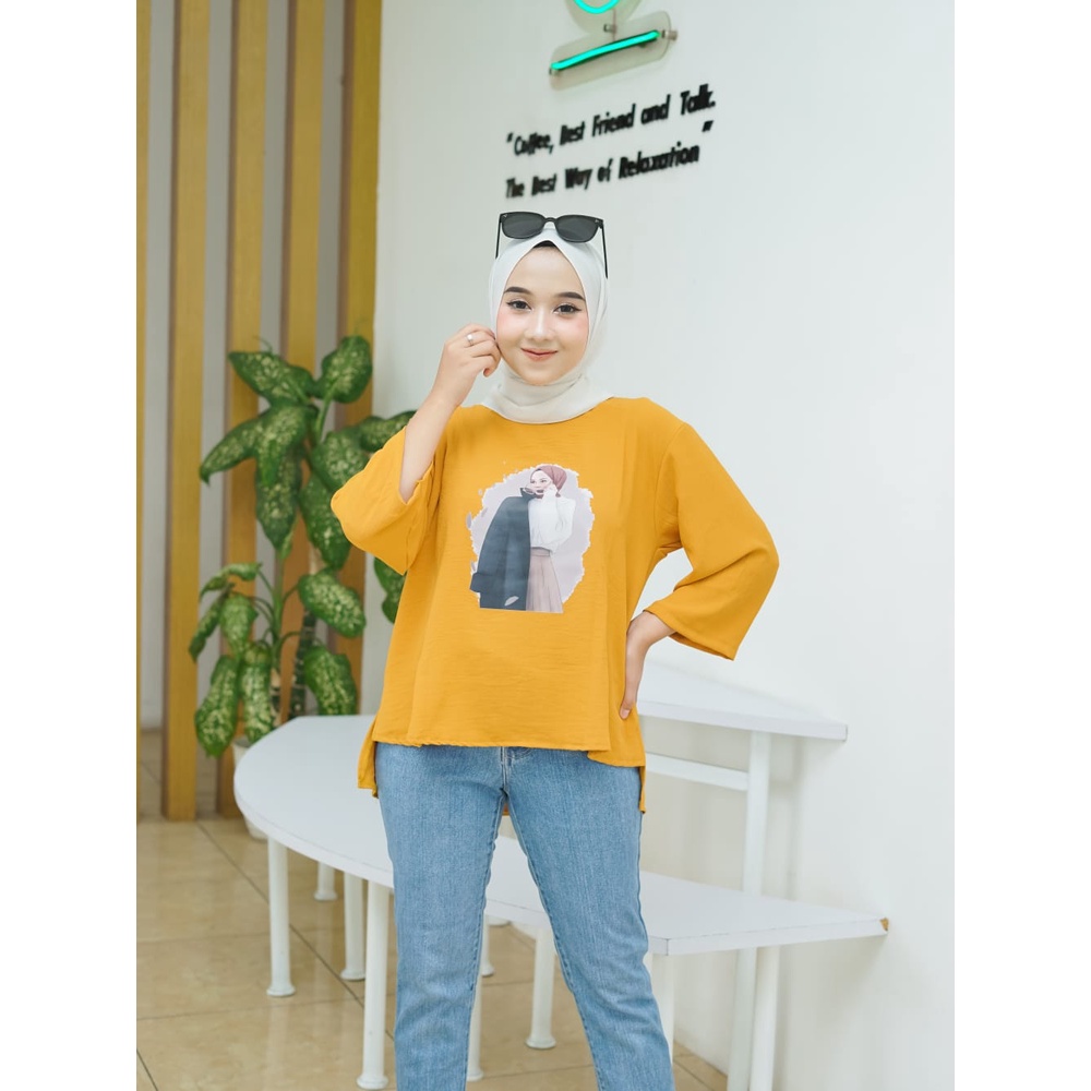 WQ - ATASAN WANITA OVERSIZE // KARAKTER POLOS SIKU TUMBLR TEE // BAJU KEKINIAN TERBARU // ATASAN VIRAL WANITA