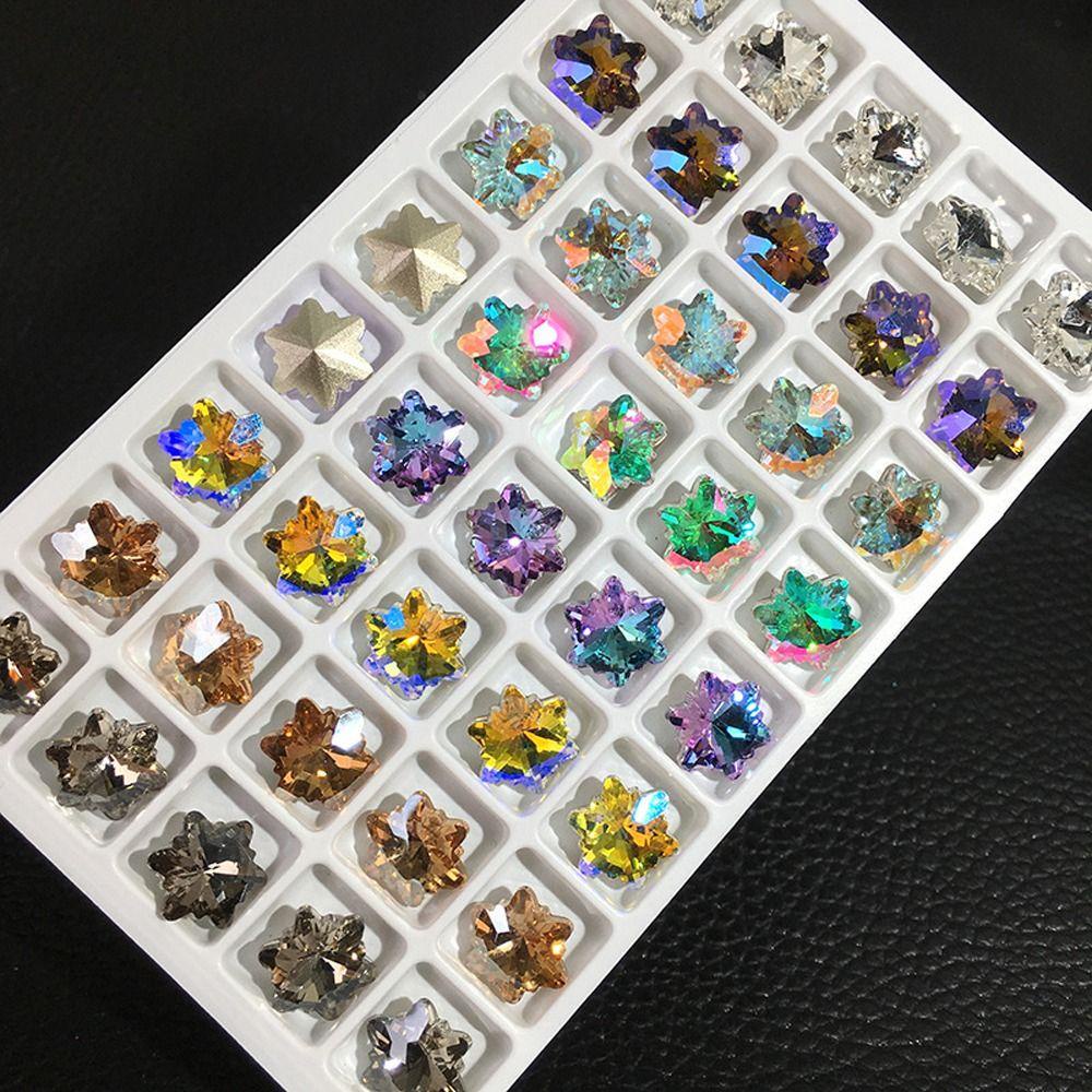 AUGUSTINA Agustina Snowflake Nail Rhinestones Fashion Shiny Wanita Menunjuk Kembali Membuat Perhiasan Permata DIY Craft Nail Charms