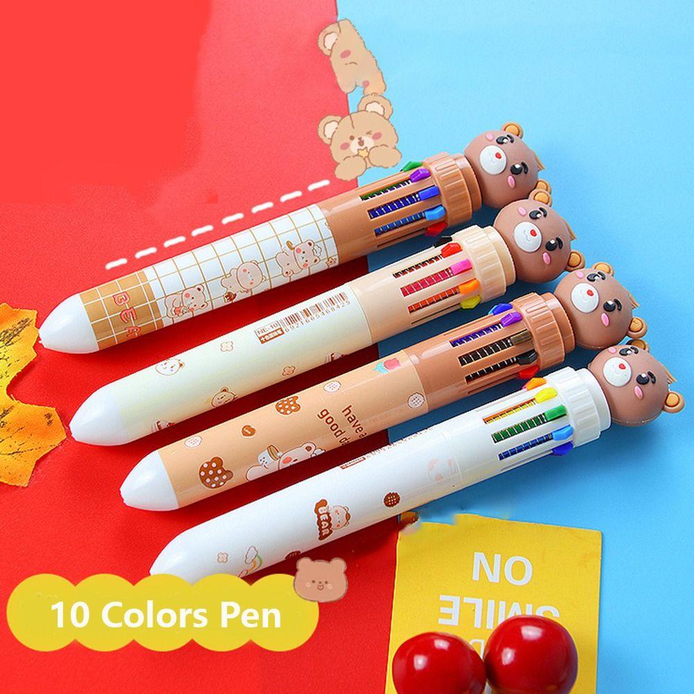 Top 4PCS/Set Pena Gel Perlengkapan Kantor Sekolah Alat Tulis 10warna Press Type Signature Pen