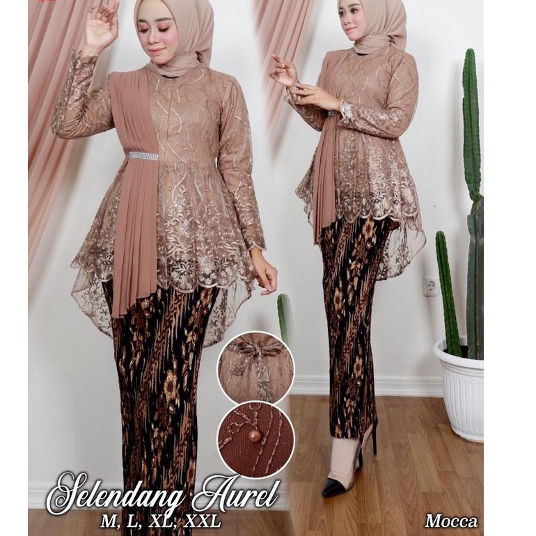 (COD)> SET KEBAYA BLOUSE SELENDANG AUREL - MODEL KEBAYA TERLARIS 2021 - BAJU KEBAYA PESTA DAN WISUDA