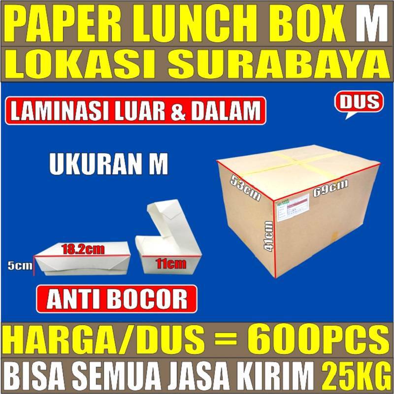 Paper Lunch Box Putih Uk M Dus Food Tray Kotak Makanan Kertas Dpe SBY