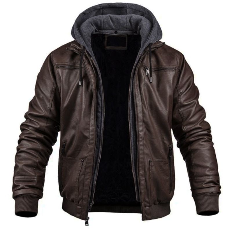 jaket kulit hoodie asli kulit domba