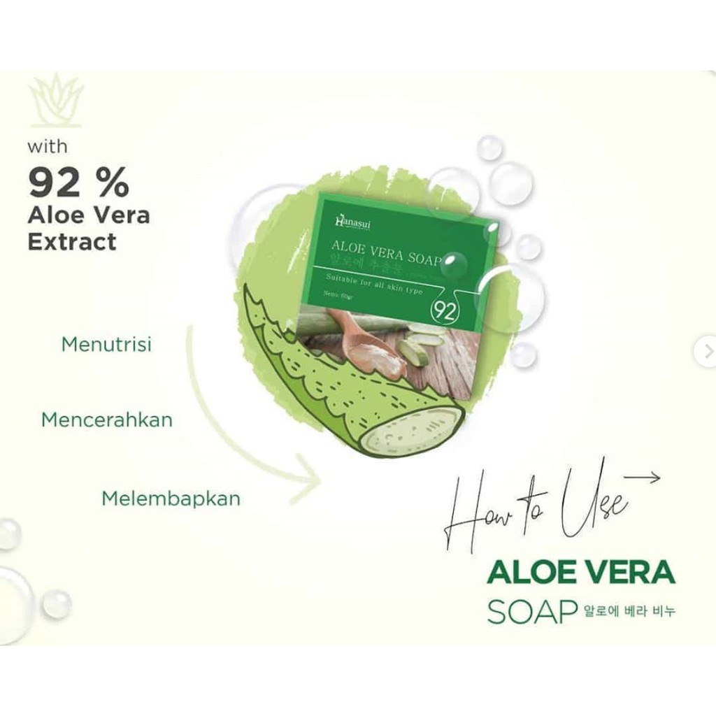Sabun Hanasui Aloe Vera Lidah Buaya Pelembab Kulit Kering Aloevera Soap Hanasui Pembersih Kulit Wajah Dan Badan 2