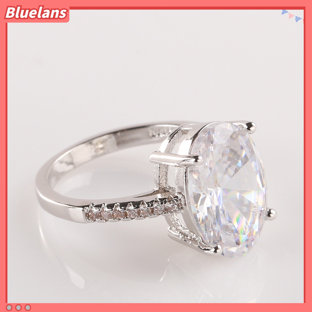 Cincin Lapis Cubic Zirconia Bentuk Oval Besar Untuk Wanita