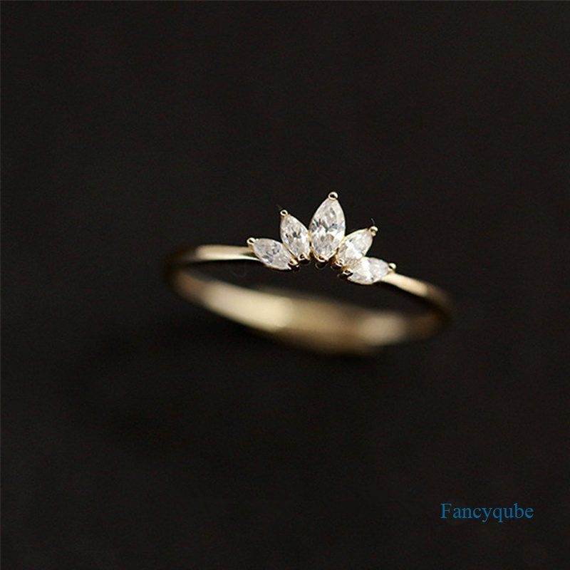 Fancyqube 1Pc Cincin Model Terbuka Adjustable Desain Bunga Aksen Berlian Imitasi