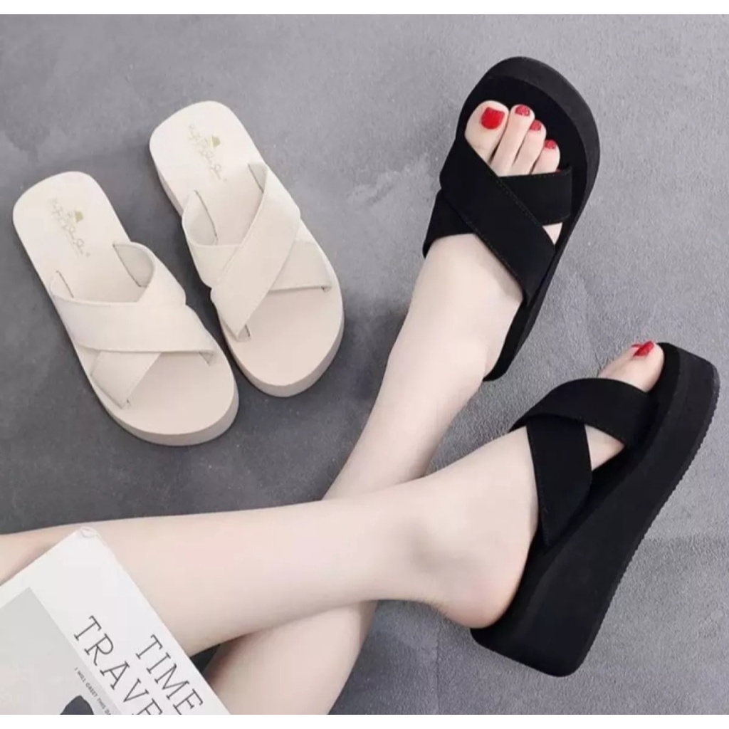 Sandal Wedges Wanita Silang X