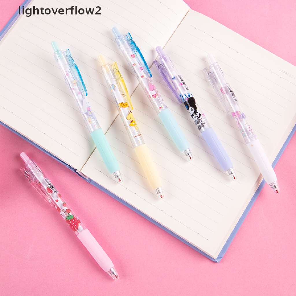 (lightoverflow2) 1 / 6Pcs Pulpen Gel 0.5MM Motif Anime Untuk Stationery Anak Perempuan / Hadiah