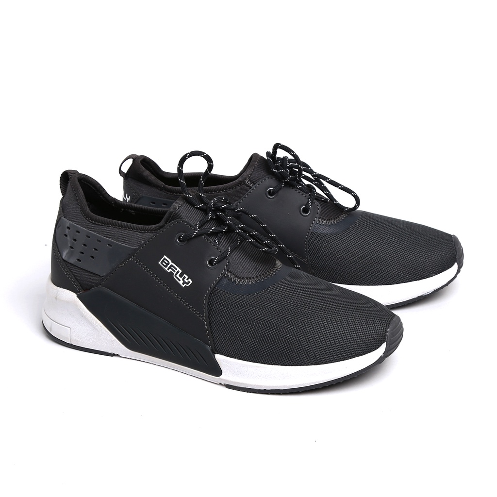 BFLY Sepatu Sneakers Slip On Pria Casual Sporty GRADE Grey White Mesh Synthetic Original Premium