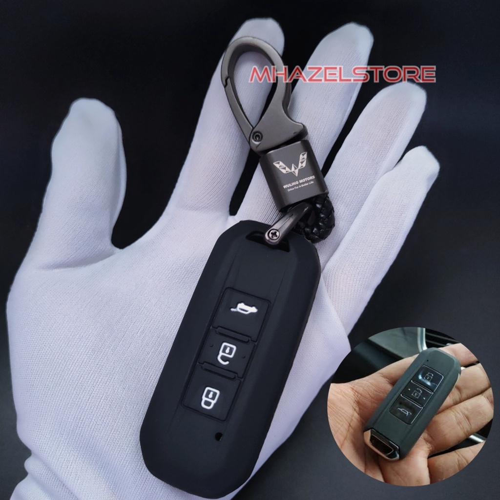 gantungan kunci sarung cover casing remote keyless mobil wuling almaz cortez model anyam