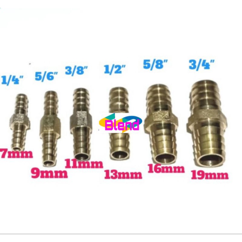 11 mm Cabang Lurus 3/8 inch KUNINGAN Sambungan 2 Selang Gas/Kompresor