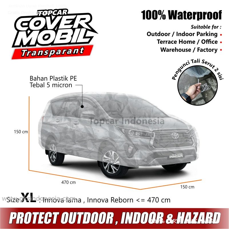 TOPCAR Cover Mobil Transparan Wuling Almaz Plastik Tebal Plastik Waterproof Outdoor Indoor