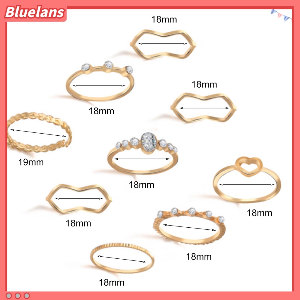 Bluelans 9 Pcs / Set Cincin Jari Gaya Vintage Untuk Hadiah Wanita