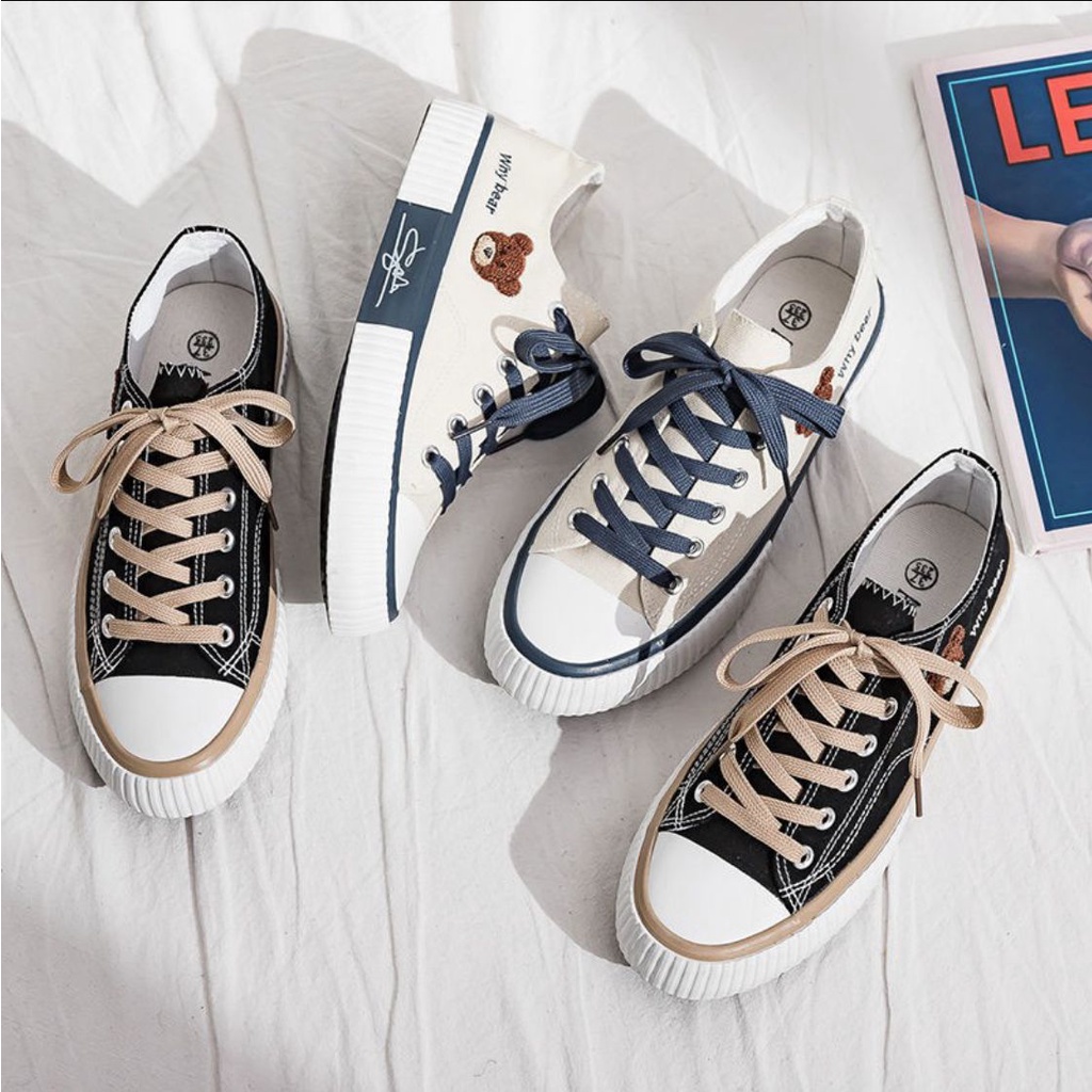 Sepatu Wanita Sneakers Kanvas Korea Teddy Bear Lucu 01-5