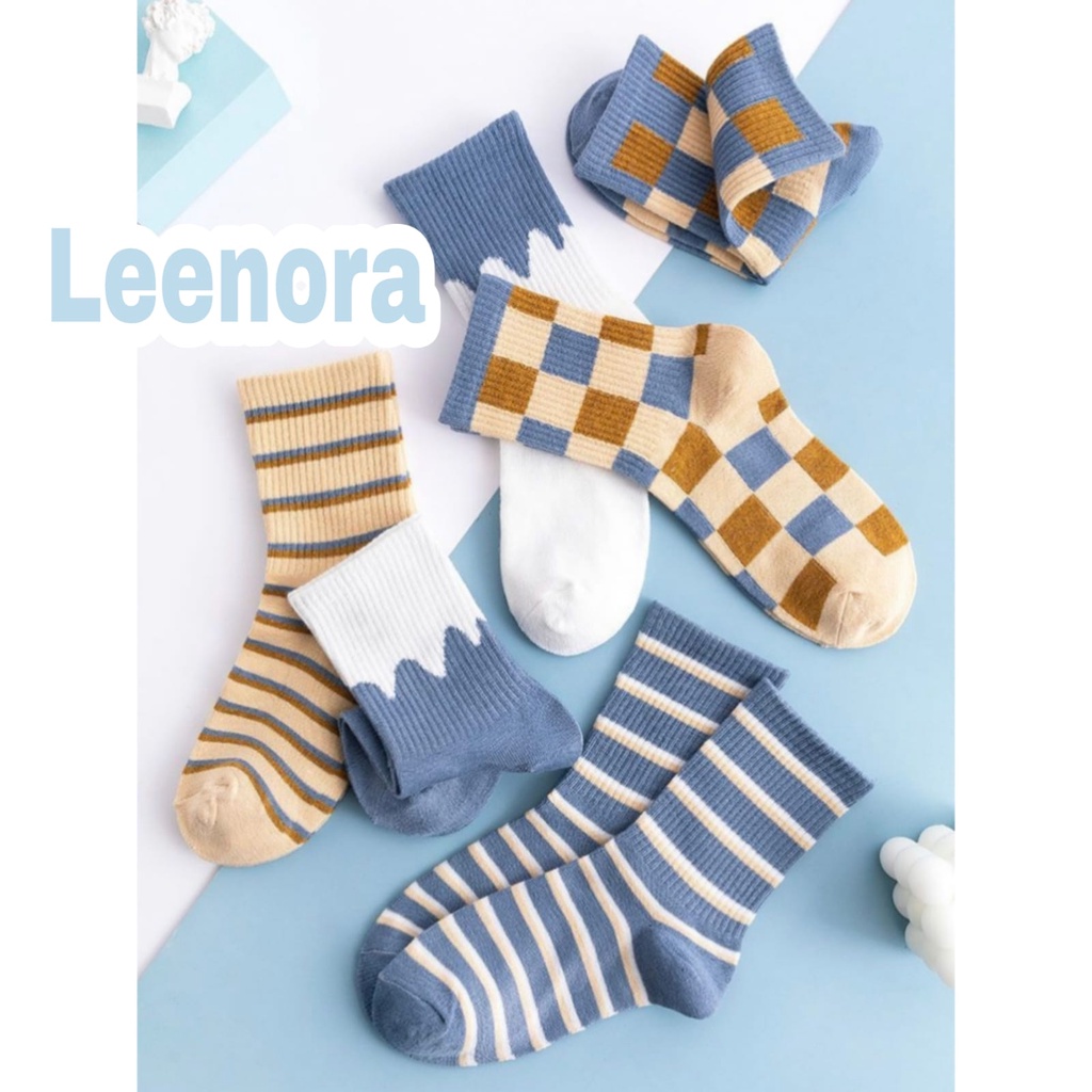 Kaos Kaki Motif Garis / Line / Kotak Korea Fashionable