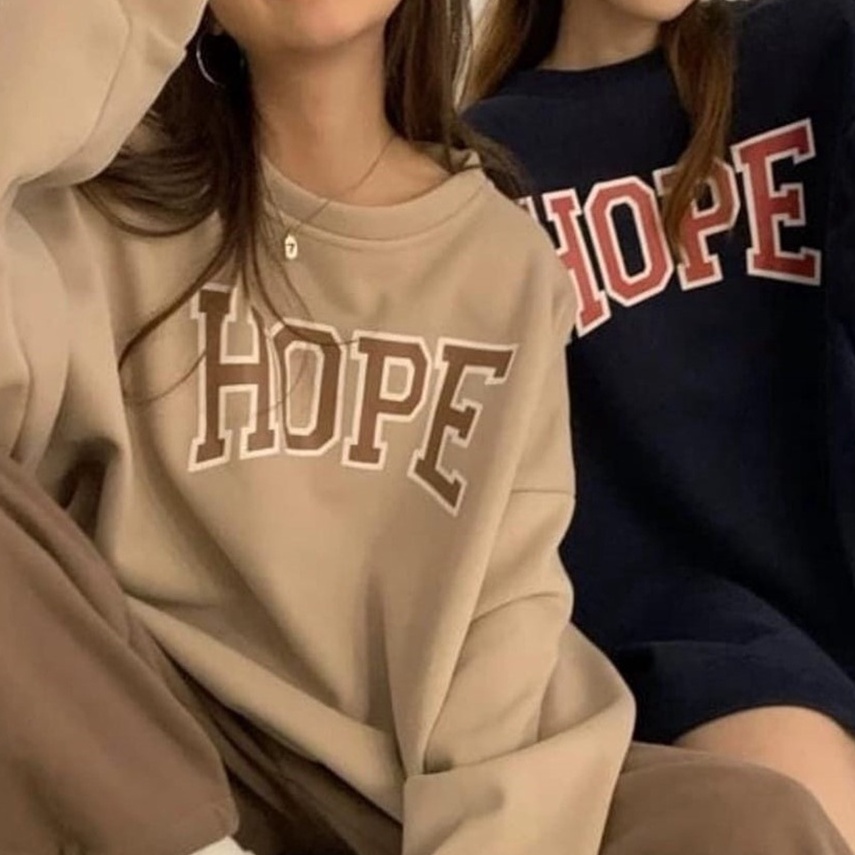 Sweater Oblong Oversize HOPE - Korean Style Sweatshirt Terbaru - Bahan Fleece - Big Size - L - XL - XXL