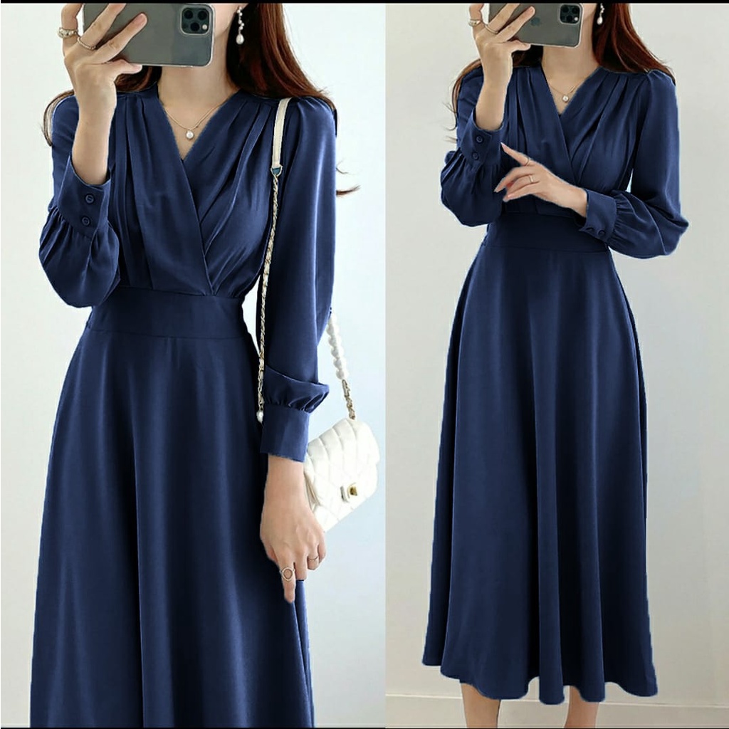 FWG - LONGDRESS GLAMOLA / DRESS WANITA CASUAL DRESS / PAKAIAN WANITA / DRESS KOREA STYLE / DRESS