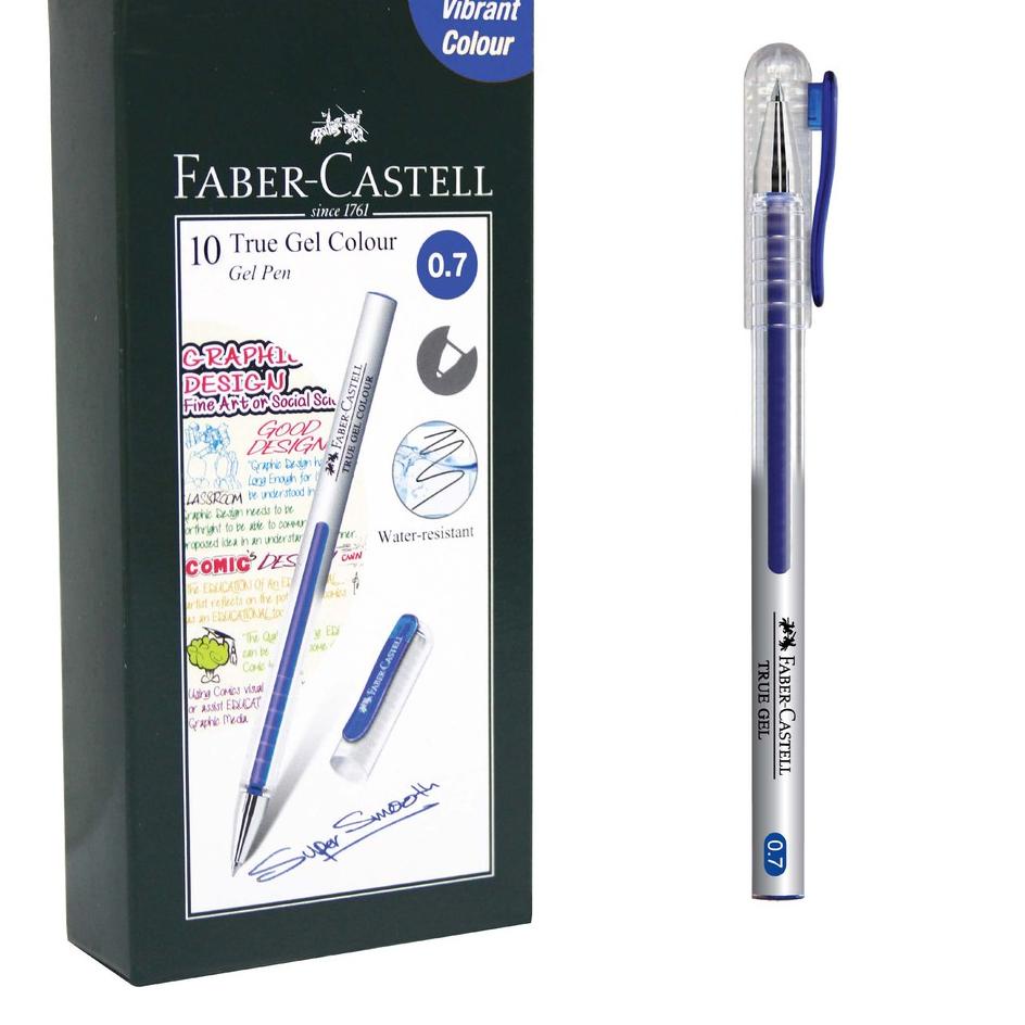 

New Faber-Castell True Gel Pen -- Blue Ink 0.7 mm 1 Box isi 10 pcs ..