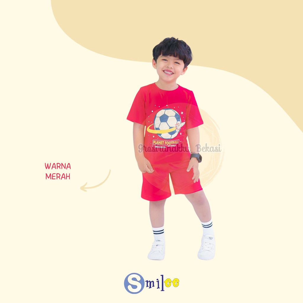 Setelan Anak Bola Keanu Smilee Warna Merah Size 1-5 Thn