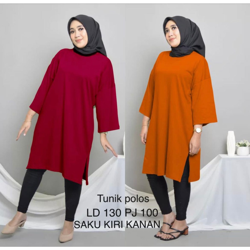 TUNIK BASIC OVERSIZE POLOS DRESS OVERSIZE KAOS POLOS BASIC MIDI DRESS