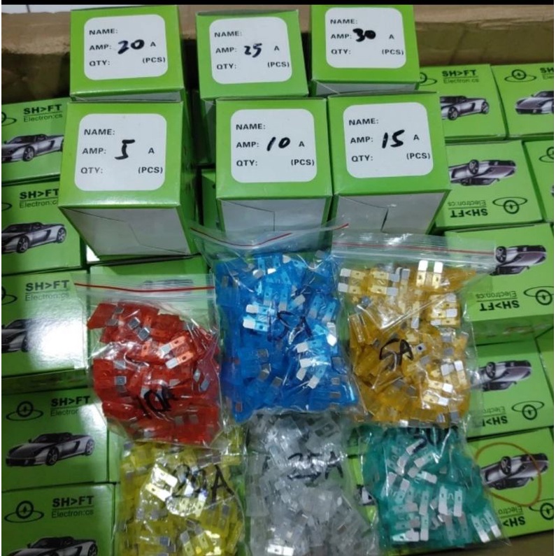 Sekring tancap fuse tancap mobil 1kotak 100pcs 5a 10a 15a 20a 25a 30a