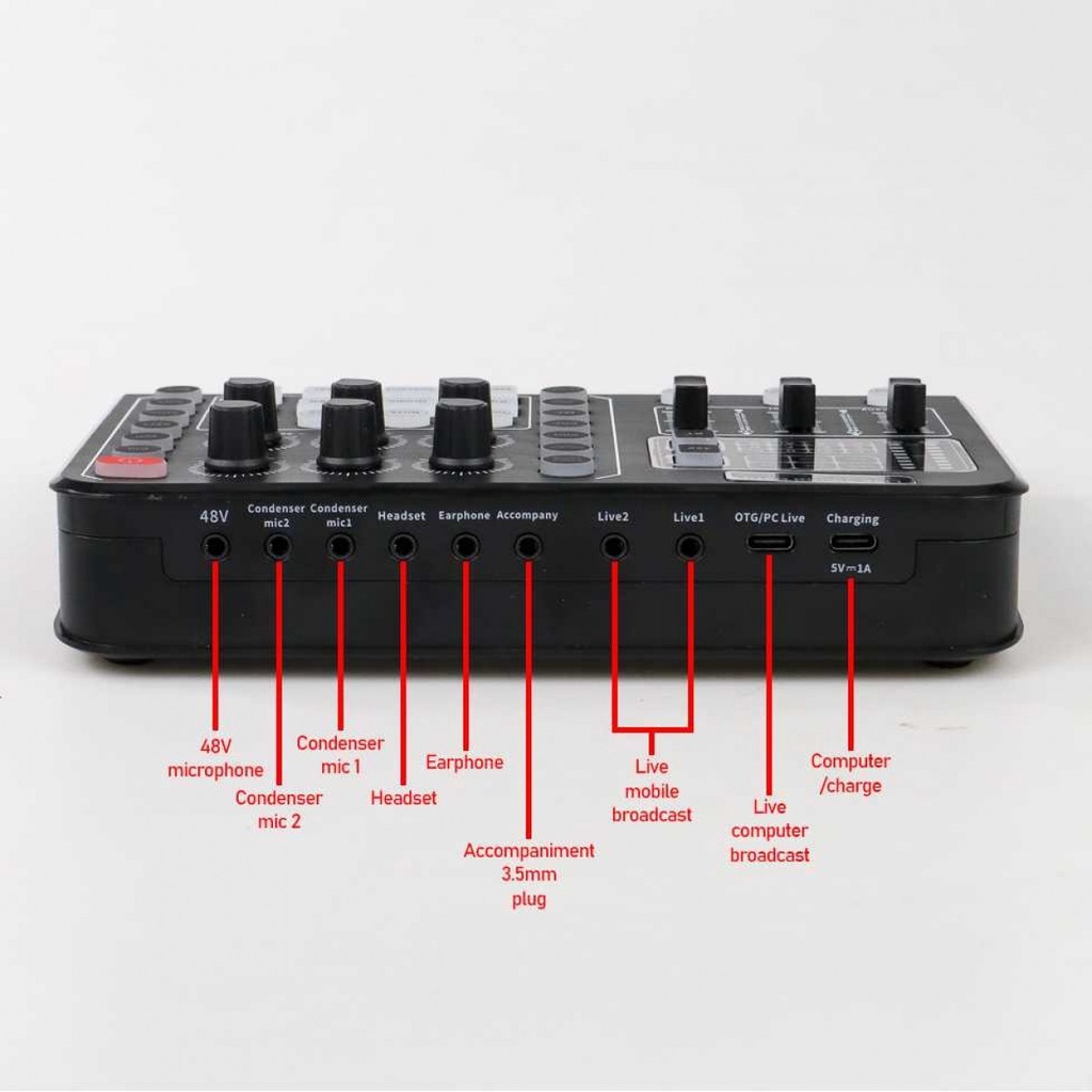 Sound Card Equalizer External Live Boardcast Audio Mixer Bluetooth