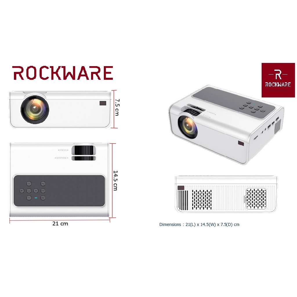 ROCKWARE FA400 ANDROID Proyektor 1080P Projector 3500 Lumens